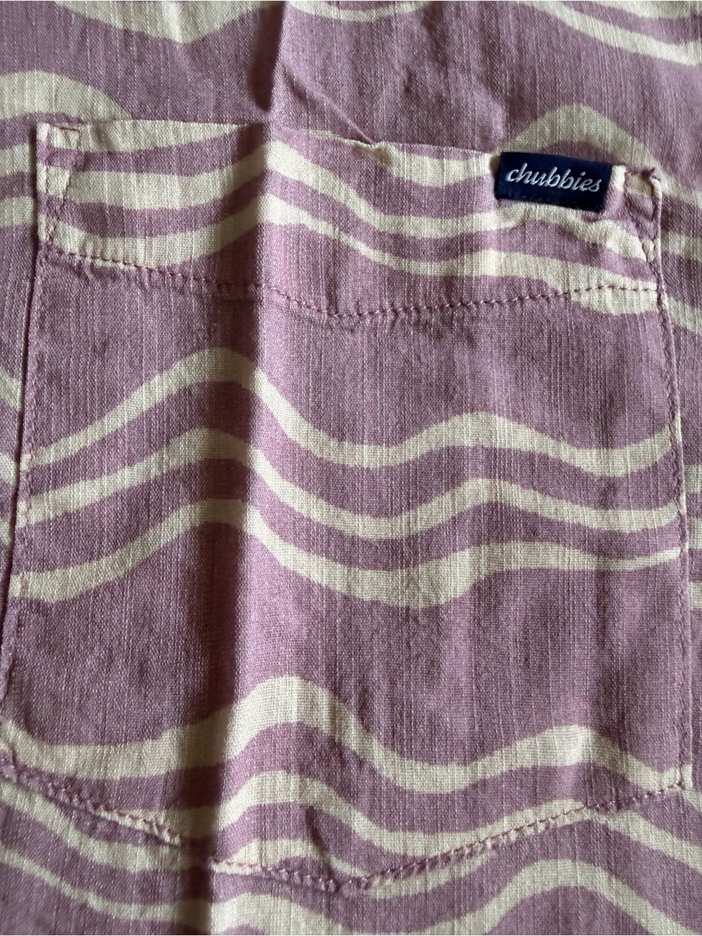 chubbies Mauve and Cream Wave-Striped Short Sleeve Button-Up Shirt - Picture 3 of 7